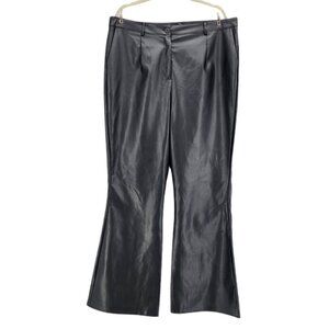 NWT Nasty Gal Faux Leather High Waisted Black Flared Pants Womens 18